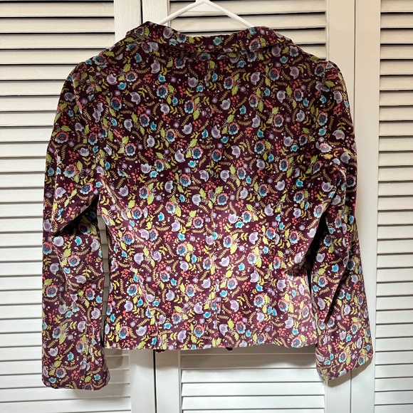 Free People Cotton Velvet Jacket Fully Lined Floral Bow Boho Small Petite - Picture 7 of 13